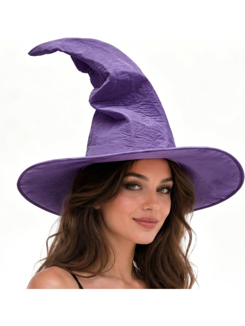 🎃Women's Drak Purple Lace Edges Spooky Costume Styling Halloween Witch Hat
